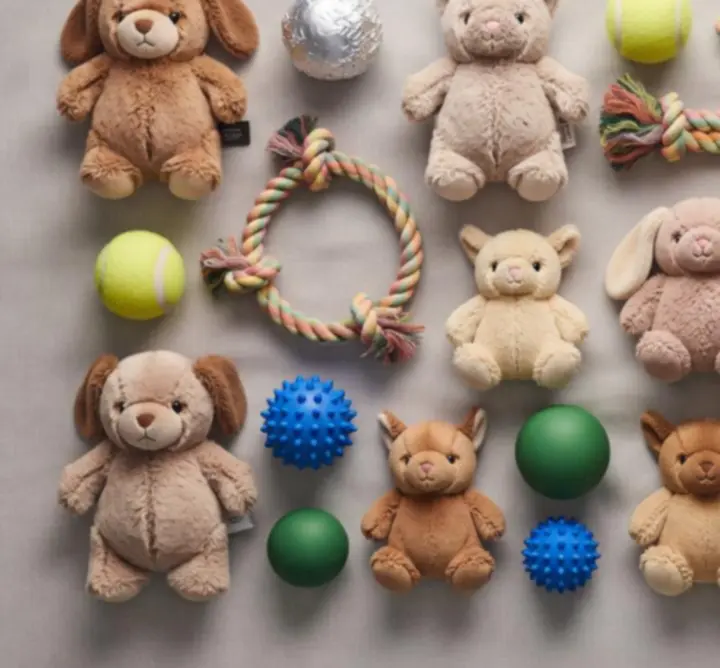 Kolorowa ekspozycja najpopularniejszych zabawek dla psów i kotów w sklepie Paw Accessories