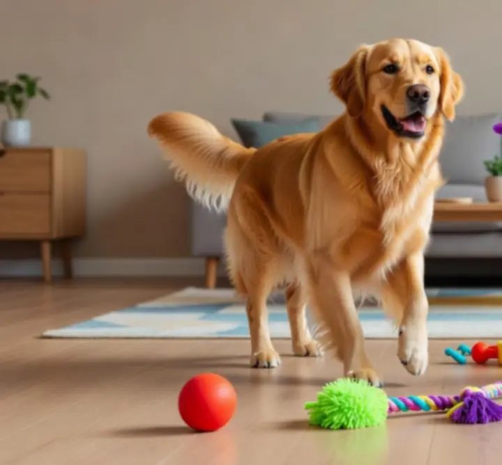 Radosne psy i koty bawiące się kolorowymi zabawkami z oferty Paw Accessories