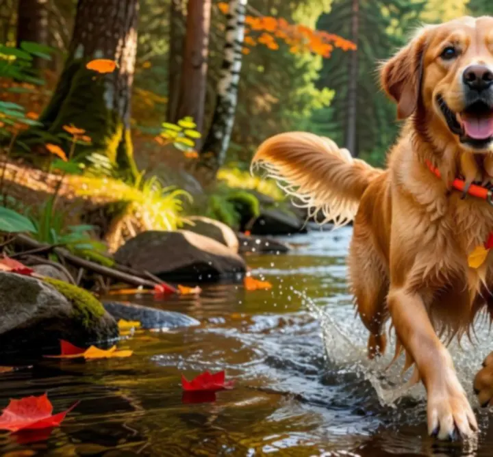 Wodoodporna smycz dla psa podczas spaceru w pobliżu wody